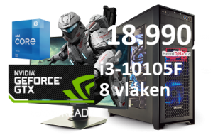 HerníDěla - Intel i3-10105F NVIDIA GTX 1650 16GB RAM SSD Windows 11