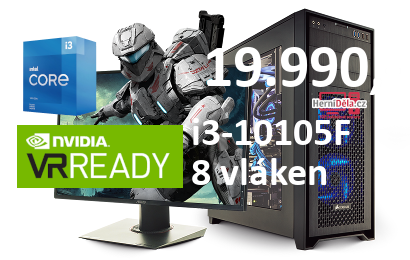 HerníDěla - Intel i3-10105F NVIDIA RTX 3050 8GB 16GB RAM SSD Windows 11