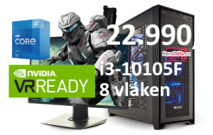 HerníDěla - Intel i3-10105F NVIDIA RTX 3050 8GB 16GB RAM SSD Windows 11