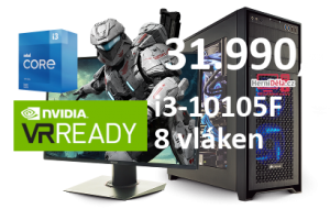 HerníDěla - Intel i3-10105F NVIDIA RTX 3060 Ti 16GB RAM SSD Windows 11