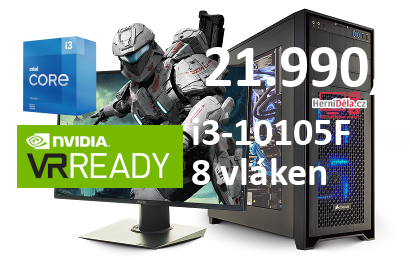 HerníDěla - Intel i3-10105F NVIDIA RTX 4060 8GB 16GB RAM SSD Windows 11