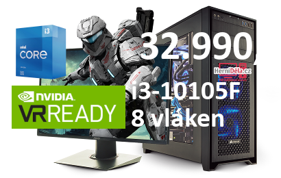 HerníDěla - Intel i3-10105F NVIDIA RTX 4070 12GB 32GB RAM SSD Windows 11