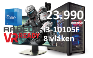 HerníDěla - Intel i3-10105F Radeon RX 6600 16GB RAM SSD Windows 11