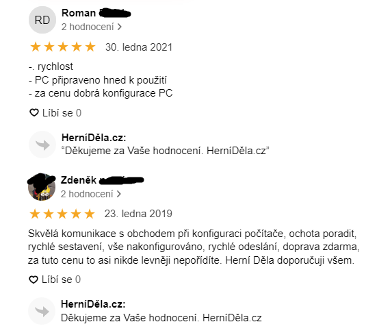 HerníDěla.cz hodnocení Firmy.cz