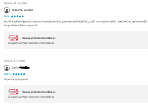 HerníDěla.cz hodnocení Heureka.cz